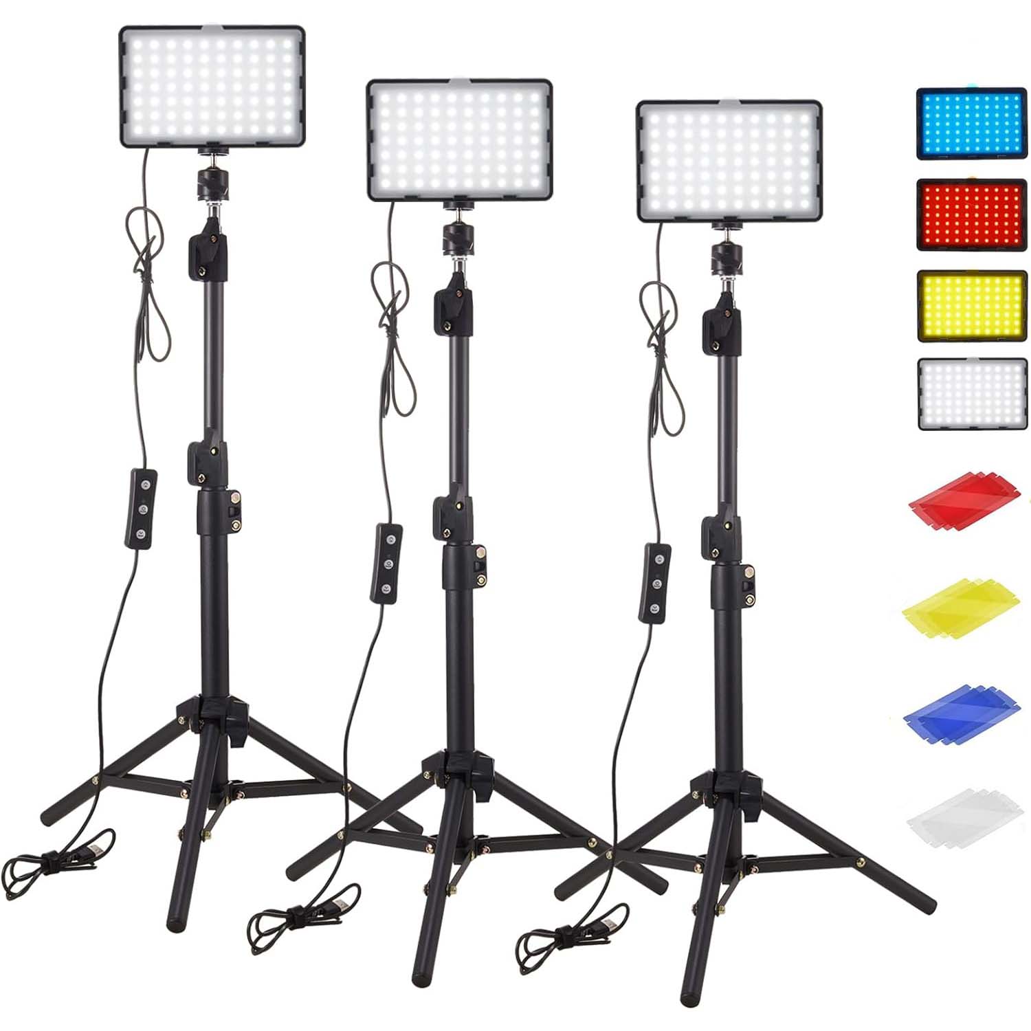 Photography Umbrella Lighting Kit - LED 写真ビデオライトパネル照明フォトスタジオランプキット三脚スタンド付き RGB フィルター撮影ライブストリーミング Youbube