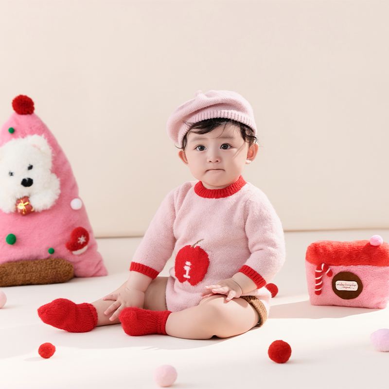 Photography Outfits - 3-4ヶ月の赤ちゃんかわいいジャンプスーツロンパース新生児写真撮影衣装クリスマスツリー枕&子犬ぬいぐるみおもちゃフェスティバル誕生日ギフト