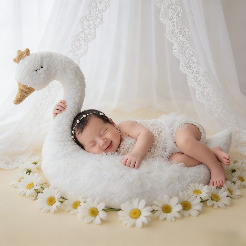 Photography Outfits - 新生児写真撮影用小道具 スワンレース衣装セット 赤ちゃん写真撮影用 100日スタジオセッション用