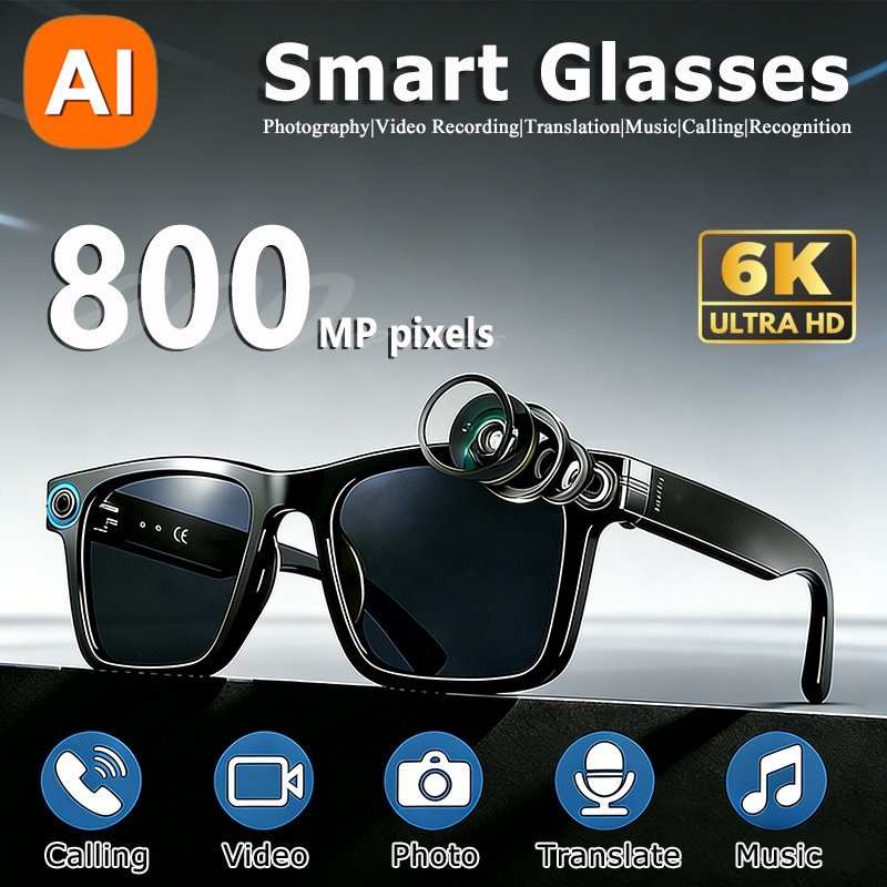 Photography Videography - 6K HD AIカメラ搭載メガネ 800MP調光多機能スマートグラス Bluetooth通話 写真撮影