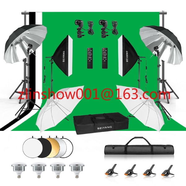 Photography Umbrella Lighting Kit - 写真スタジオ機材 2.6*3m/2*3m 背景スタンド 撮影用背景セット ソフトボックス アンブレラ
