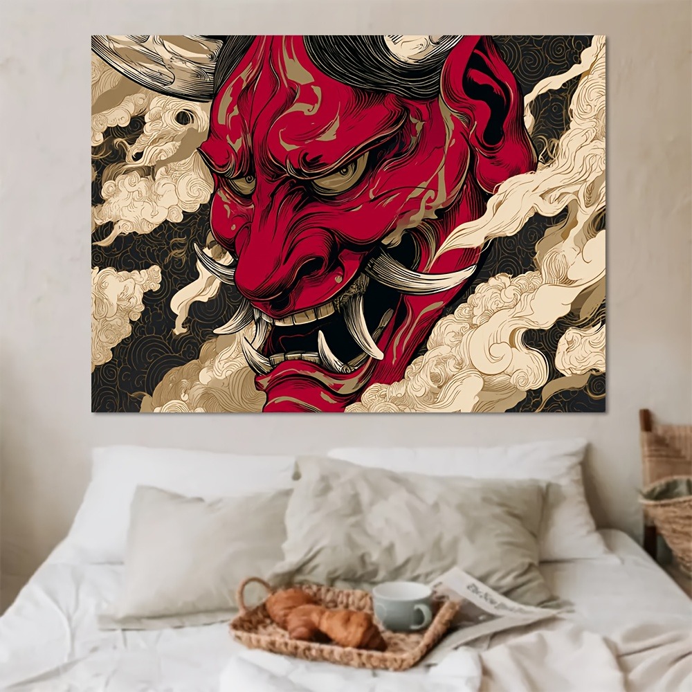 Photography Vector - ハノゴーストデーモン日本のベクターイラストプリントタペストリー、写真撮影の小道具、パーティーの背景、家の装飾に最適
