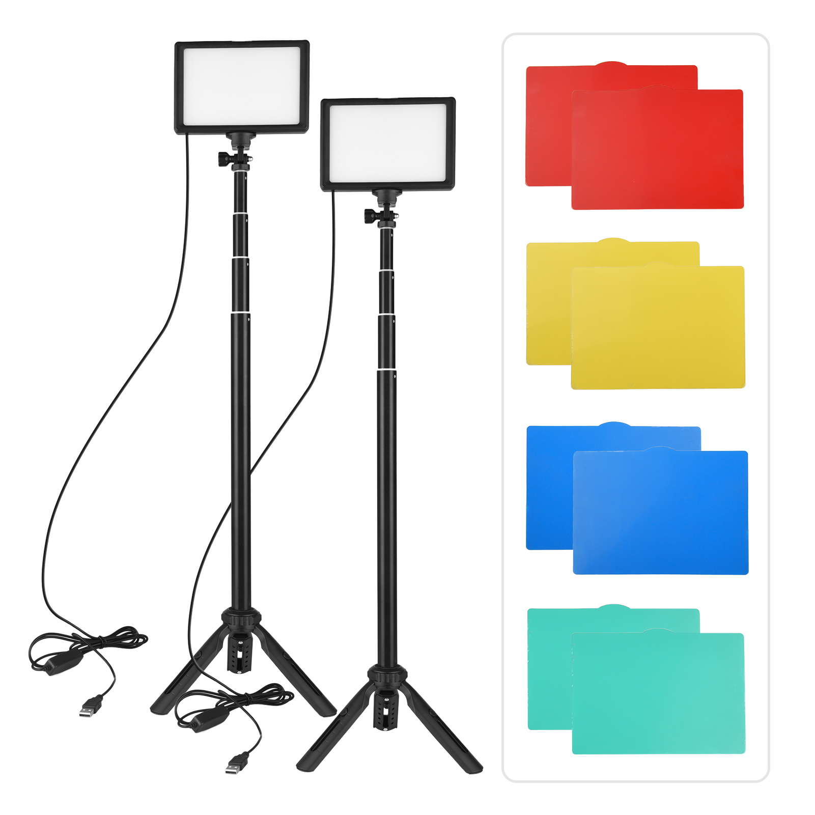 Photography Umbrella Lighting Kit - Ander-LEDビデオライトキット,写真照明,高さ3200k-5500k,148cm,三脚スタンド,5個,ライブストリーミング用フィルター,2個