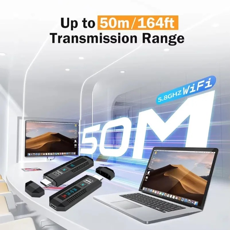 50M 5.8G 1080P HDMI対応ワイヤレスオーディ - Photography Videography のレビューと価格