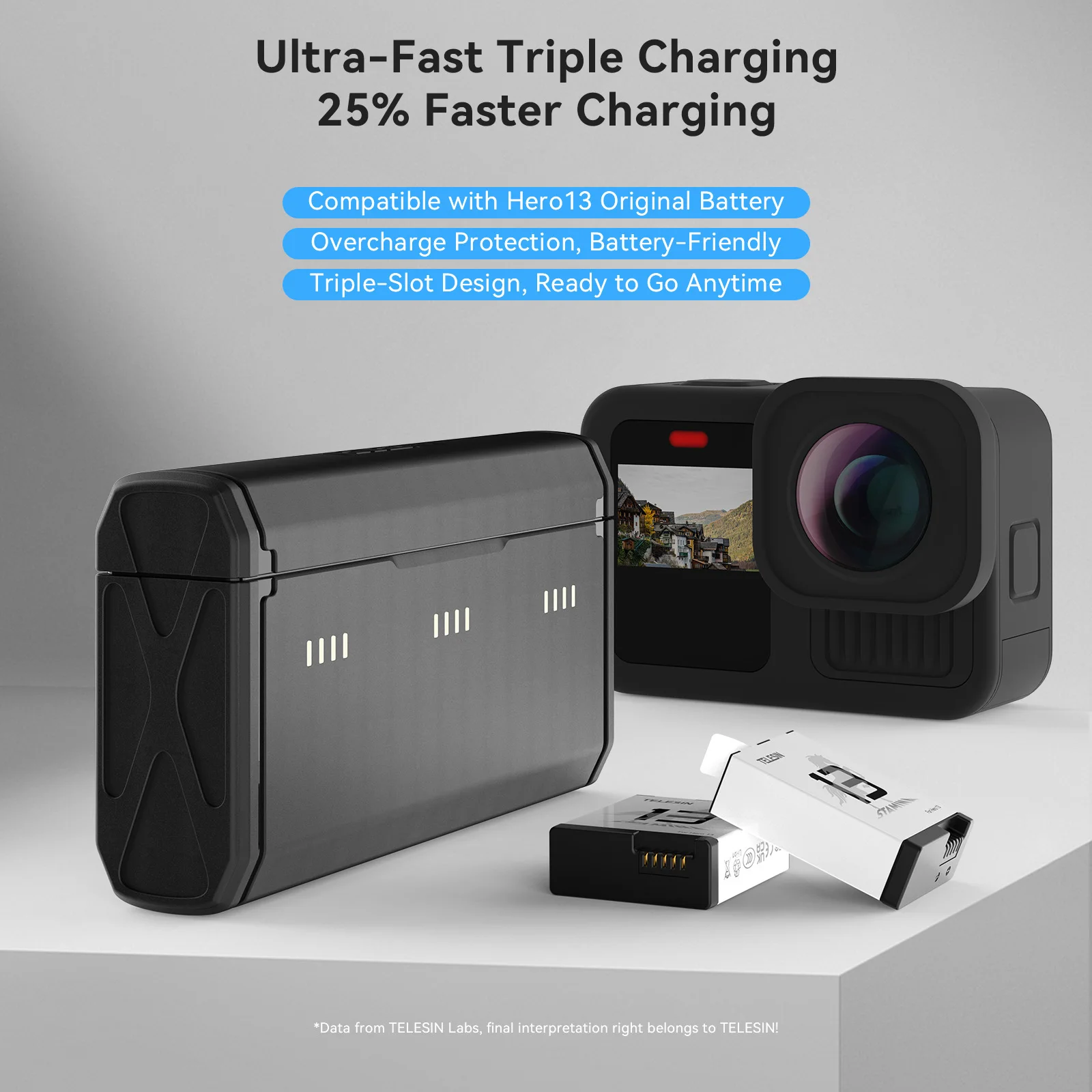 TELESIN ポータブル急速充電ボックスと耐久バッテリーセ - Gopro Action Camera Hero 13 Black のレビューと価格