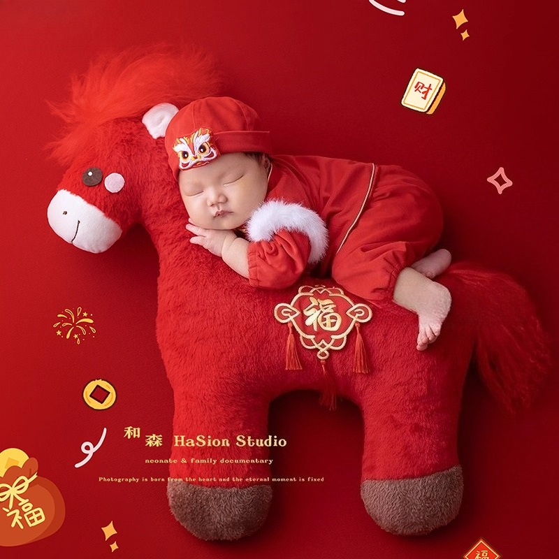 新生児写真撮影小道具 中国の新年テーマセット 馬のポーズをと - Photography Outfits のレビューと価格