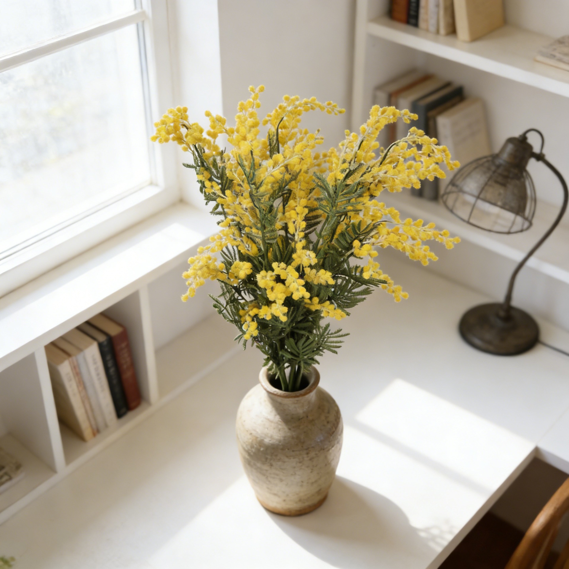 33.5インチの人工ミモザの枝、短い茎の造花、家の装飾、バレ - Photography Graduation のレビューと価格