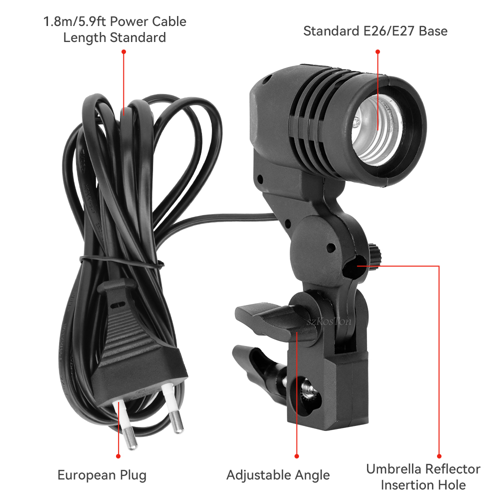 シングルヘッド電球ホルダー E27 ソケットフラッシュ傘ブラ - Photography Umbrella Lighting Kit のレビューと価格