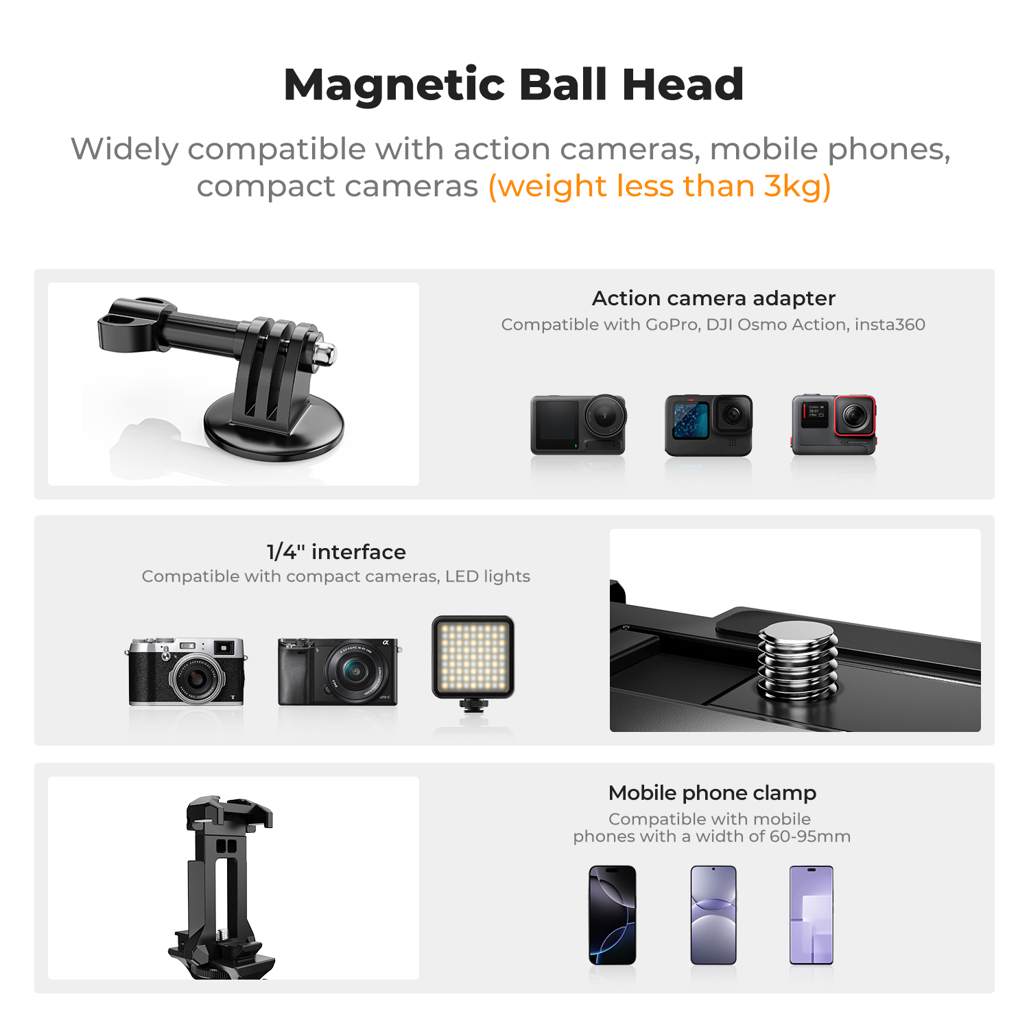 K&F CONCEPT マグネット式カメラマウント GoPr - Gopro Action Camera Hero 13 Black のレビューと価格