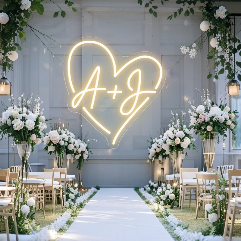 カスタムイニシャルハートLEDネオンサイン、結婚式パーティー - Photography Graduation のレビューと価格