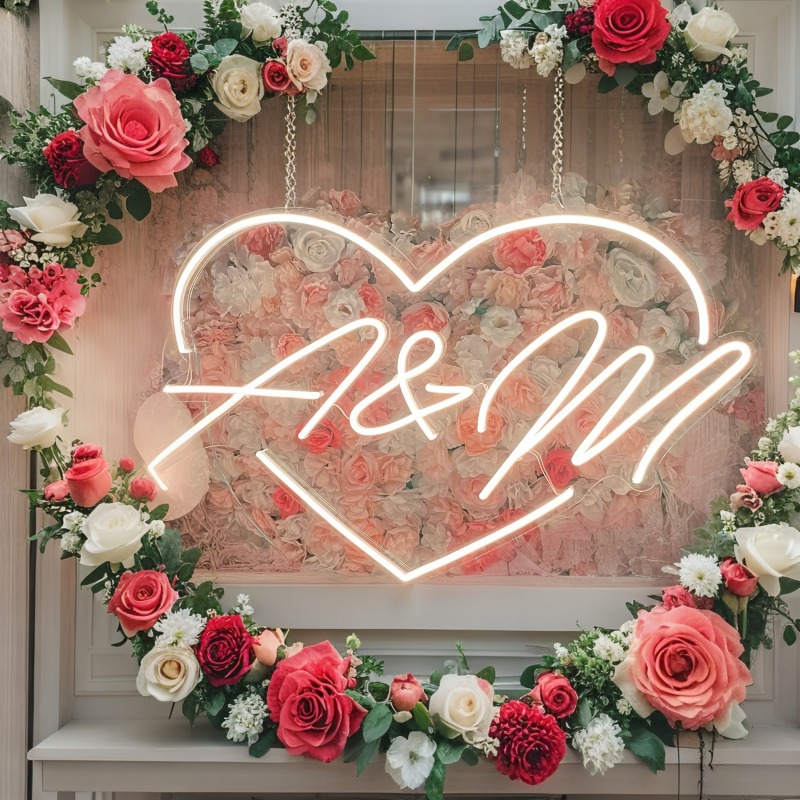カスタムイニシャルハートLEDネオンサイン、結婚式パーティー - Photography Graduation のレビューと価格