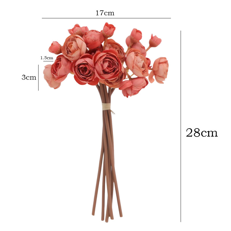 11インチ 6個-1セット 小さな椿の花の花束 シルク造花  - Photography Graduation のレビューと価格