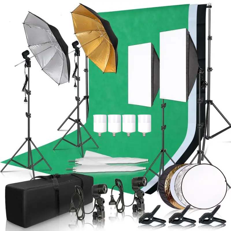 写真撮影照明キット アンブレラ フォト背景 フォトブース背景 - Photography Umbrella Lighting Kit のレビューと価格