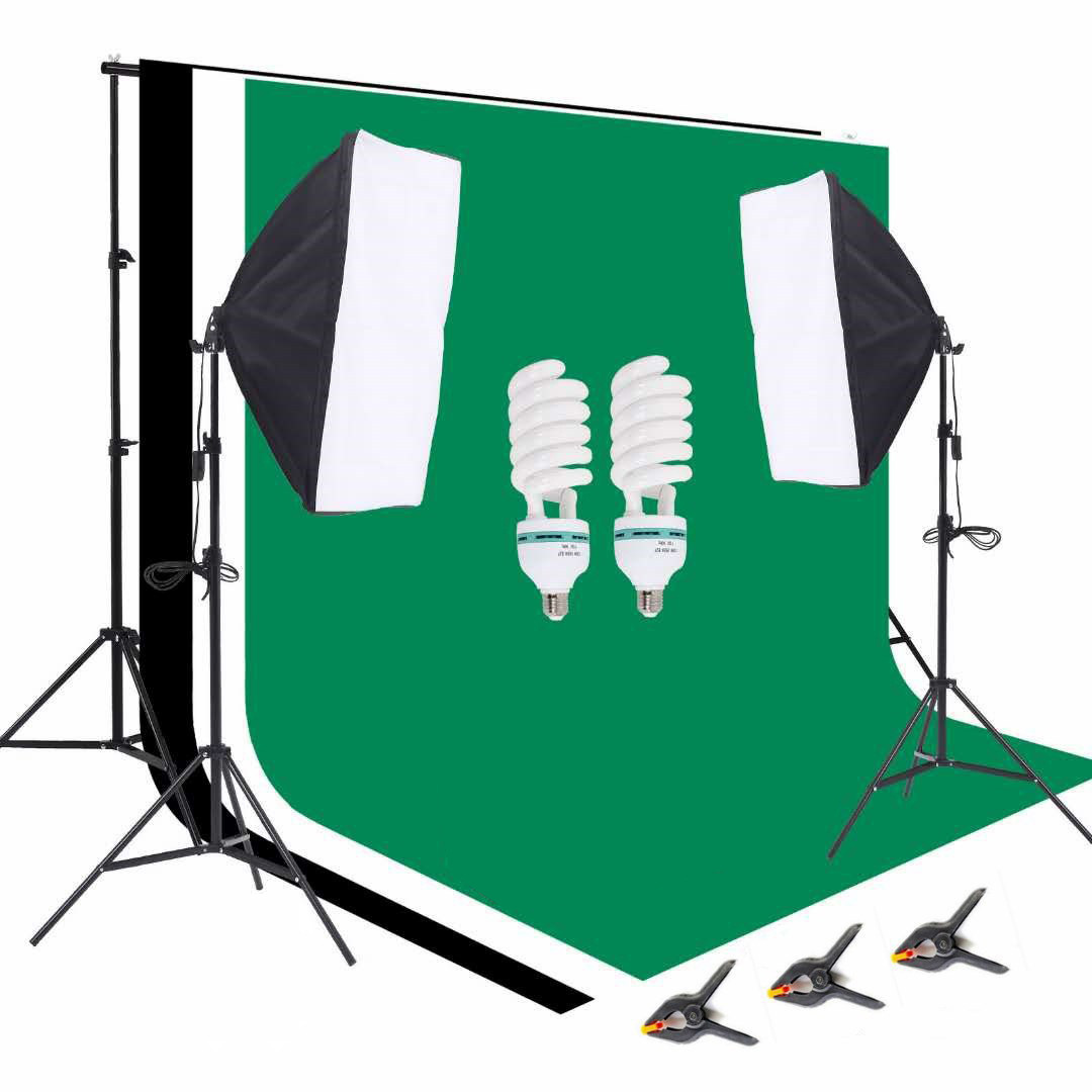 1つの写真スタジオ機材セット、2.6 * 3m背景スタンド、 - Photography Umbrella Lighting Kit のレビューと価格