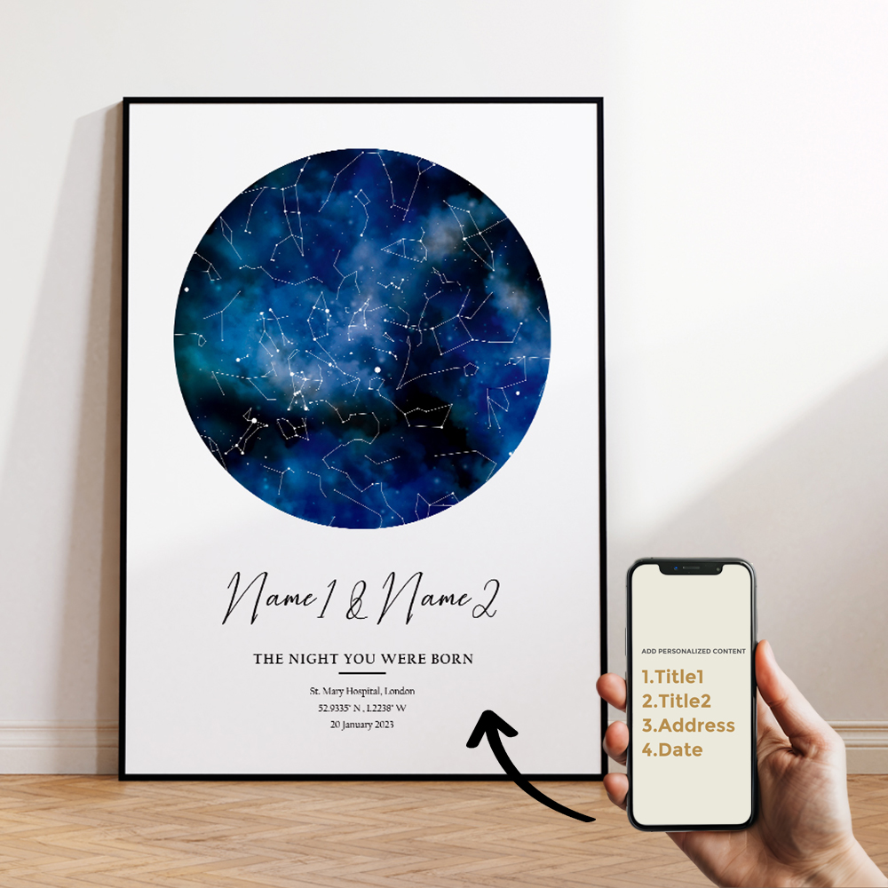 現代風カスタムパーソナライズ夜空星図ウォールアートキャンバス - Photography Interior のレビューと価格