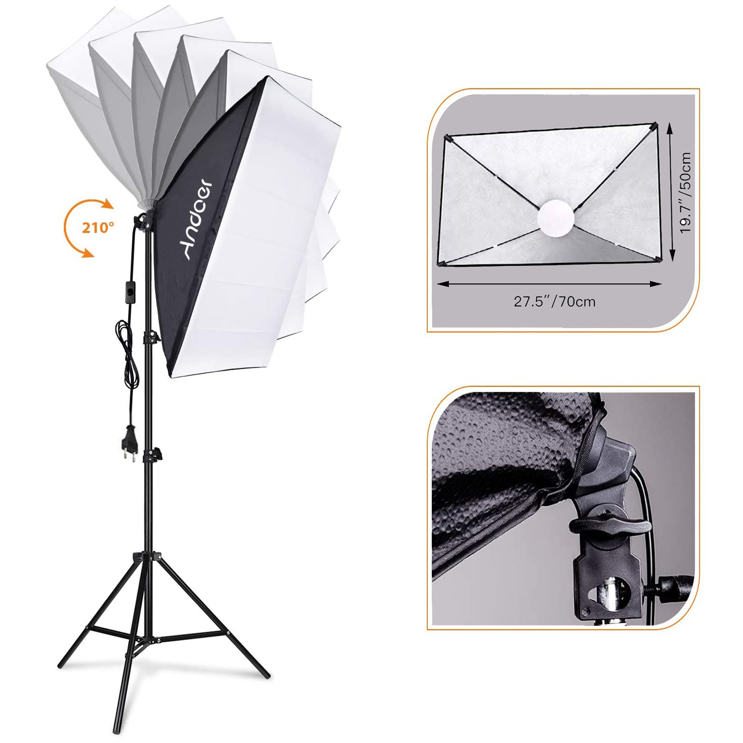 Andoer ソフトボックス照明セット スタジオ写真撮影ライ - Photography Umbrella Lighting Kit のレビューと価格